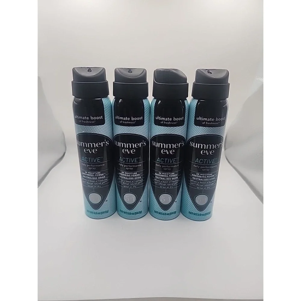 4 PACK of Summer's Eve Active Daily Performance Feminine Spray, 2 oz / 56.7g